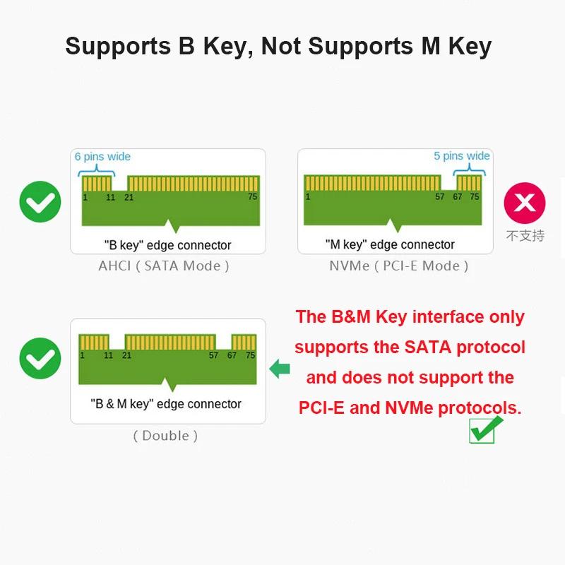 M.2 NGFF & MSATA to SATA III Adapter Card with Switch, 2.5" SSD Enclosure Converter for B-Key M-Key SATA Solid State Drive