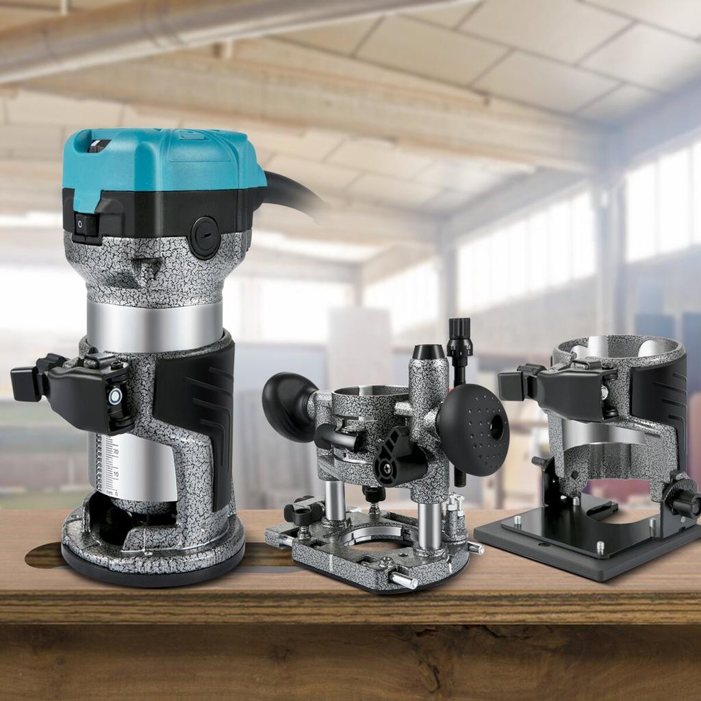 Router Tool, 710W Wood Router, Router for Woodworking w/ 3 Router Collets, Wood Router Tool w/ Fixed & Plunge & Tilt Base, Woodworking Router w/