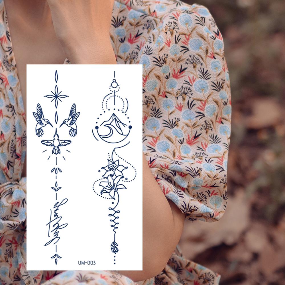 1 лист, полупостоянные реалистичные водонепроницаемые и съемные татуировки в виде трав, женские татуировки на спине, долговечные