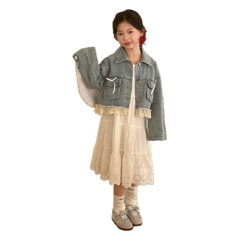 Girls Sleeveless Solid Lace Princess Dress Summer Casual Chic Outfit