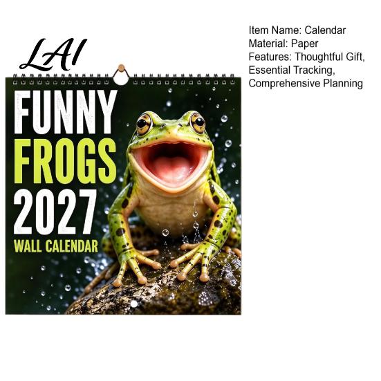 Appointment Planner for Home 2027 Funny Frog Wall Calendar Cute Animal Illustration Monthly Yearly Planning Tool Office Mark Important Dates,
