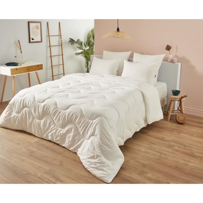 Duvet 140x200 Cm DODO CHAMPS DE LIN - Warm - 450G/m² - Single Duvet - Soft and Warm - Anti-mite Antibacterial - White