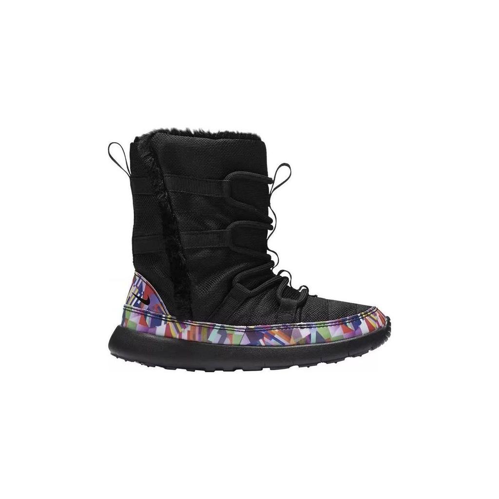 Nike Roshe One High Print PS Гиперфиолетовые Детские Кроссовки Черный Черный-Гипер-Фиолетовый-Белый 807745-002