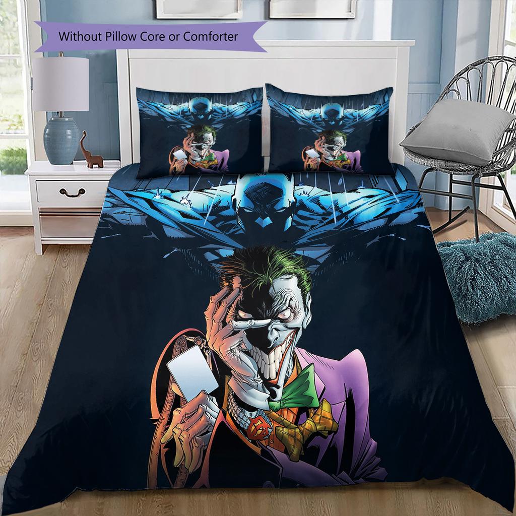 Batman Joker Bedding Set, 1 Duvet Cover & 2 Pillowcases, Cozy Home Use, Perfect Gift