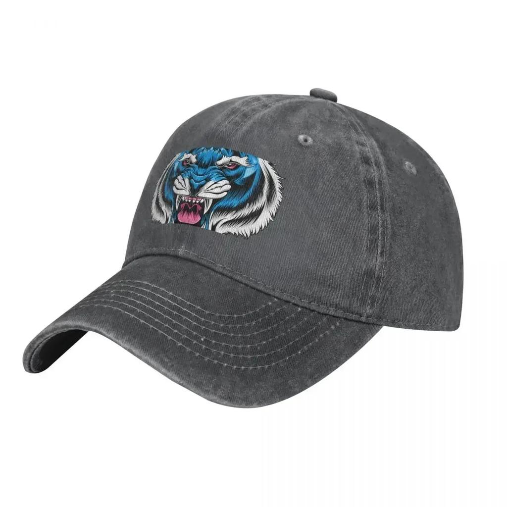 Синяя ковбойская кепка-snapback с головой тигра, шапка-бини, летняя шляпа для детей, мужчин, женщин