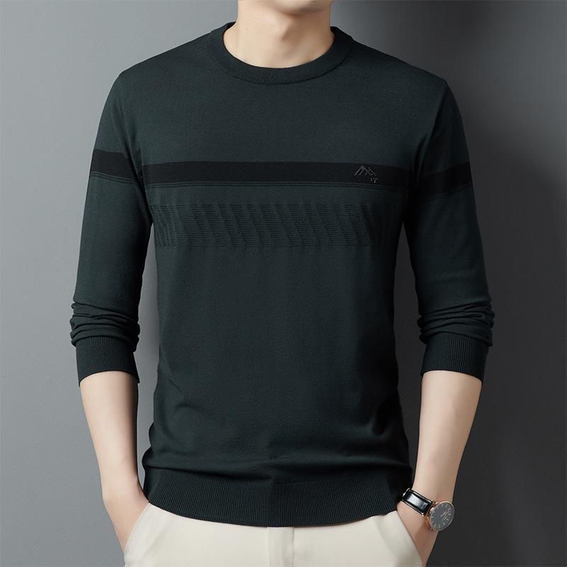 Spring Men'S Middle-Aged And Young Men'S Round Neck Long-Sleeved Casual Simple Soft And Comfortable Knitted Sweater