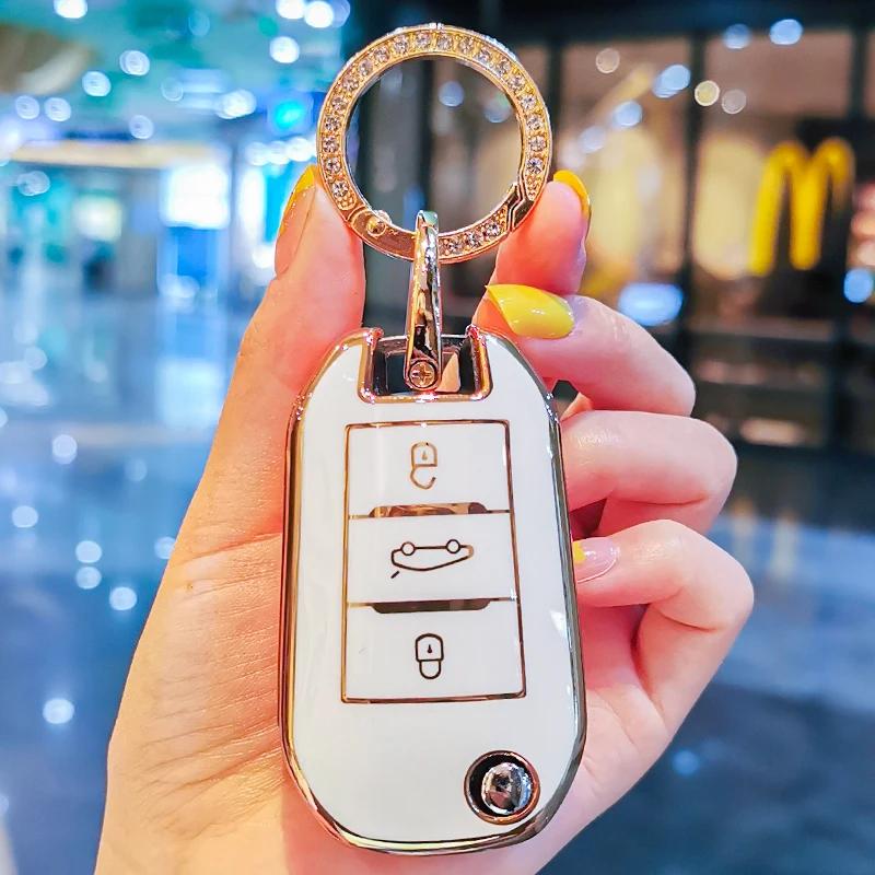 Styling Mouldings TPU Car Key Case Cover Protect Shell Bag For Peugeot 208 107 206 306 307 308 2008 3008 4008 5008 RCZ Citroen C