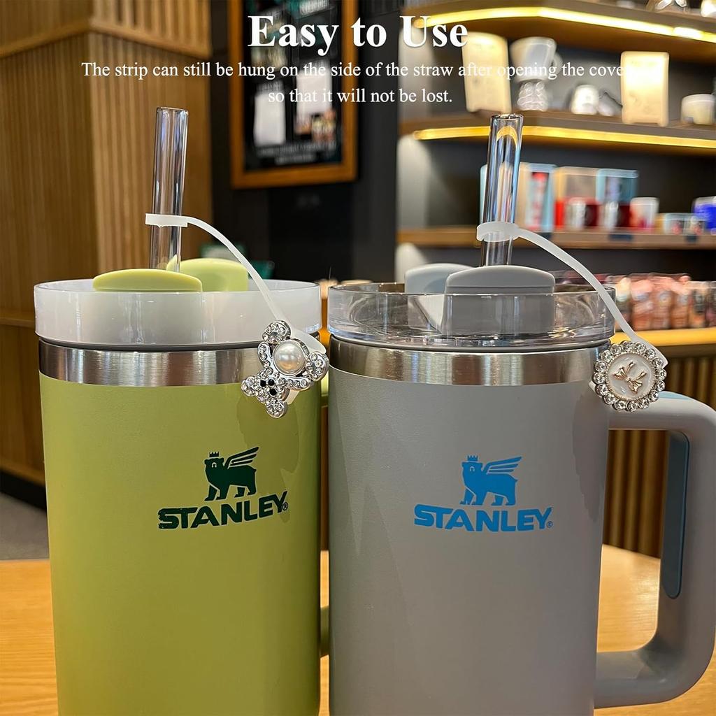 Блестящая насадка на трубочку с бриллиантами для аксессуаров Stanley Cup - Силиконовые насадки на трубочки с серебряными стразами подходят для трубочек диаметром 9-12 мм