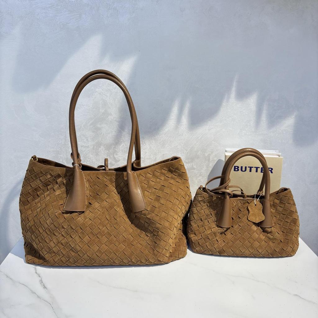 Осенняя ретро плетёная сумка-тоут из замши: Универсальная сумка через плечо и через плечо