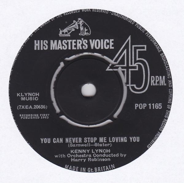 7-дюймовая пластинка KENNY LYNCH You Can Never Stop Me Loving You POP1165 His Masters Vo 1963 UK Pop Б/у
