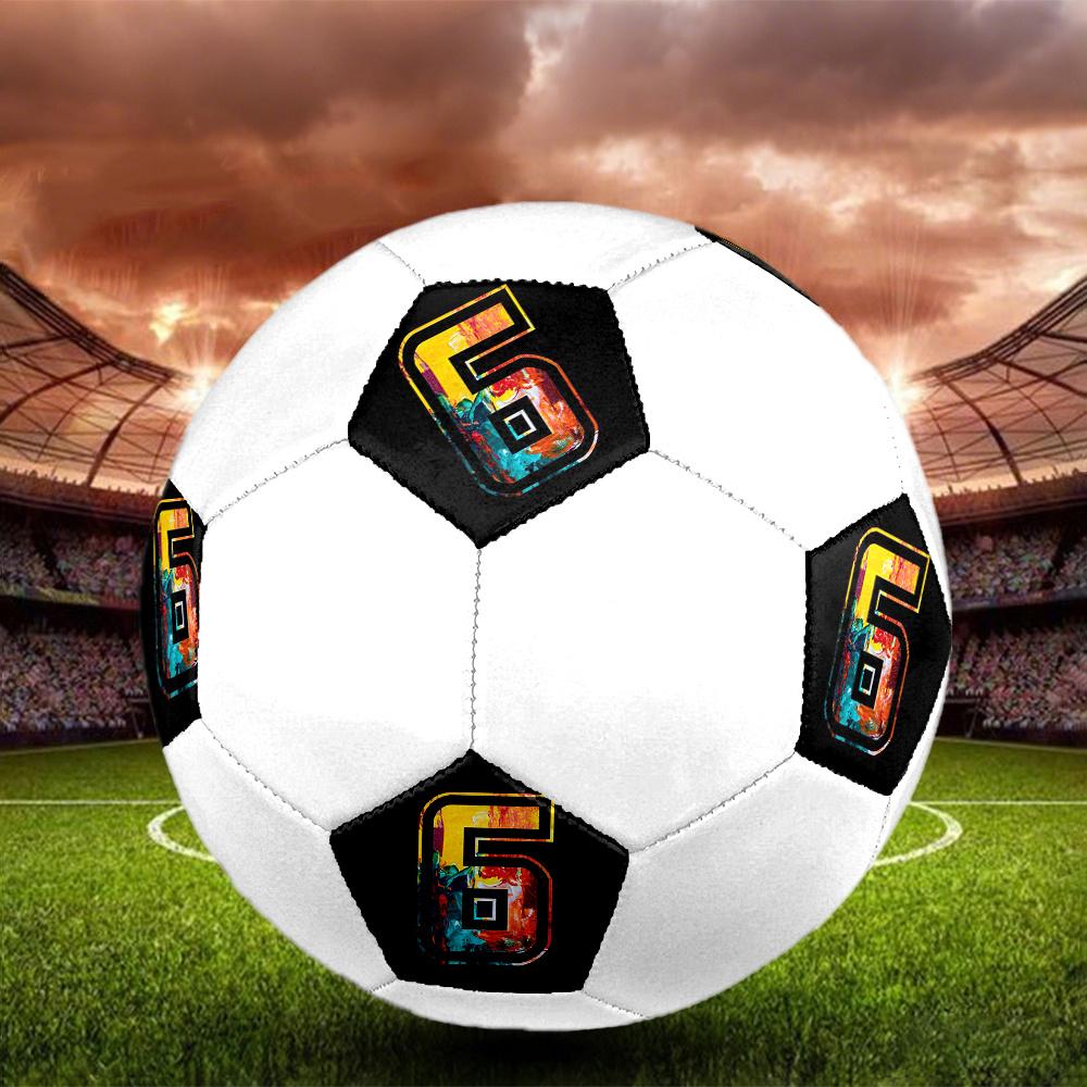1pc Colorful Number Six Soccer Ball Size 5 Football Machine Sewn Indoor/Outdoor Universal Football Q20