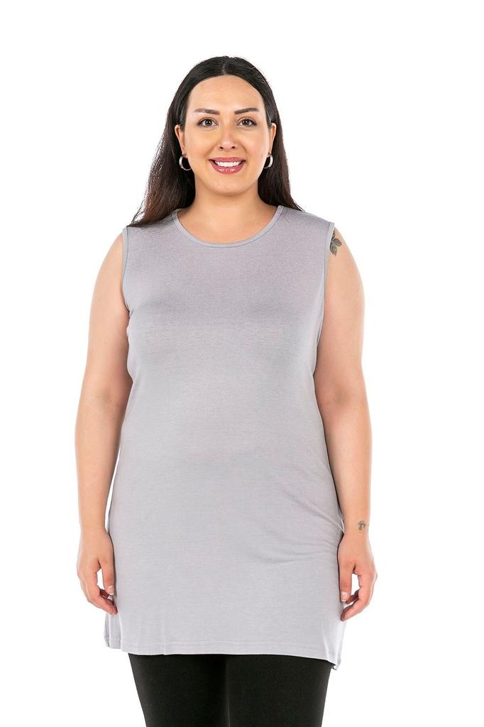 Женское стильное боди большого размера плюс размер с круглым вырезом на толстых бретелях из вискозы, длинное боди из норки