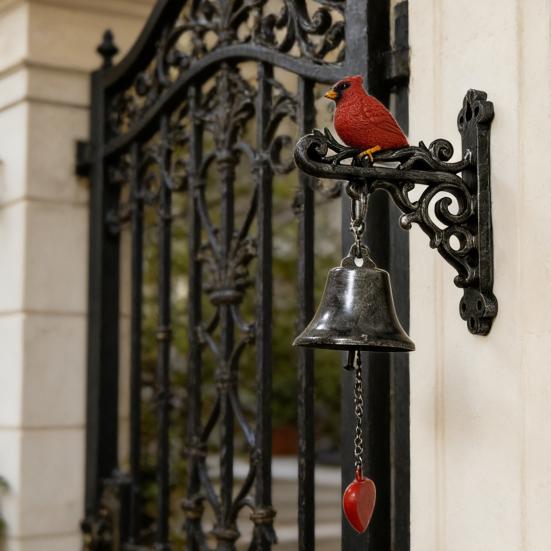 Винтажный красный птица Добро пожаловать Дверной звонок Погодостойкий Настенное крепление Ужин Подвесной колокольчик В помещении На улице Сад Дом Декоративный дверной звонок