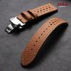 Винтажный ремешок для часов из натуральной кожи ручной работы 18 мм 20 мм 22 мм для Seiko Дышащий пористый ремешок для часов из коровьей кожи Браслет с пряжкой-бабочкой