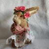 Hand- Woven Straw Figures Easter Rabbit Statue Standing Sisal Bunny Rabbit Lifelike Spring Easter Figurine Decoration