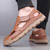 Fashion 2025 Men's Leather Sandals Breathable Soft Sole Flats Comfortable Outdoor Walking Shoes Men Summer Casual Slip-on Beach Loafers