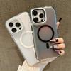 For iPhone 15 Pro Magnetic Case TPU Acrylic Phone Back Cover with Lens Film and Kickstand