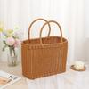 Plastic Fruit Baskets Imitation Rattan Shoulder Bag Durable Handbag  for Fruit Vegetables