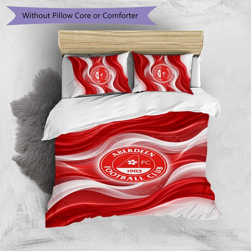 Aberdeen FC Printed 3PCS Bedding Set Breathable Duvet Cover with Pillowcases Decorative Bed Linen for Bedroom Home