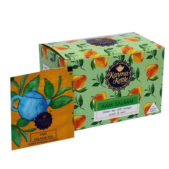 Karma Kettle Karma Kettle, Aam Salaam- Mango Tea, Black Tea with Mangoes & Cumin, Fruit Tea, Healthy and Delicious, 20 Pyramid Teabags, 530 g