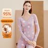 Women's Cotton Floral Print Thin Thermal Underwear Set