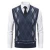 Мужской свитер-жилет среднего возраста, теплый облегающий свитер на осень и зиму, клетчатый жилет-куртка, костюм для папы, мужской