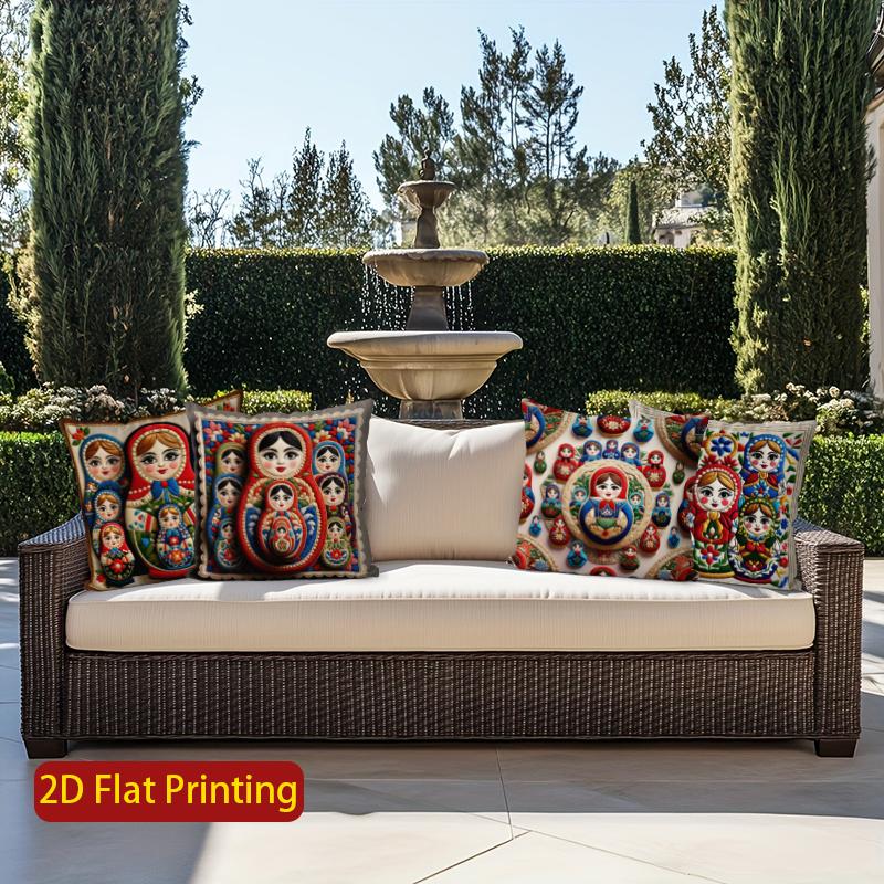 2D Colorful Matryoshka Pillowcases For Home Decor Pattern Cushion Cover Suitable For Sofa Bedroom Car Pillow Cover