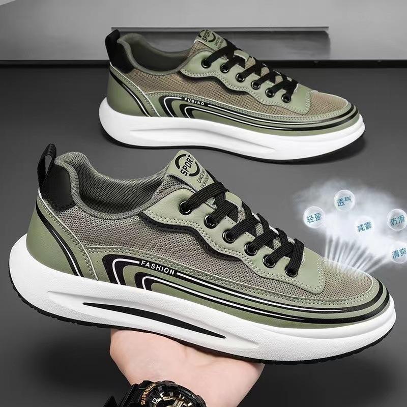 Летняя мужская новая сетчатая спортивная повседневная обувь дышащая модная универсальная молодежная обувь для скейтборда на шнуровке