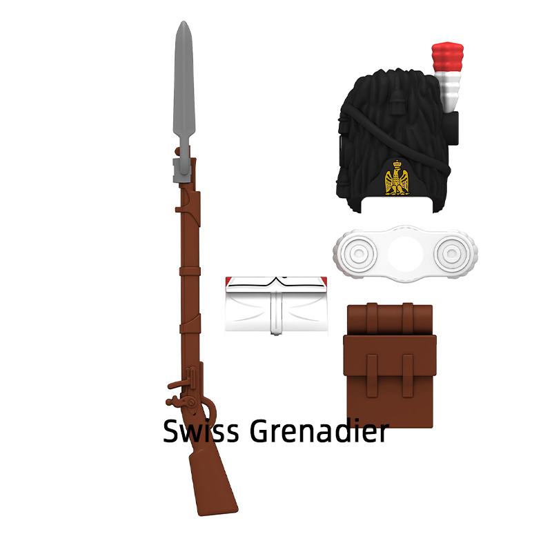 Набор Строительных Блоков MOC Кирпичи Набор Подарки Игрушки: Швейцарский Гренадер N009, Голландский Драгун N010, Испанский Кирасир N011, Итальянская Легкая Пехота N012