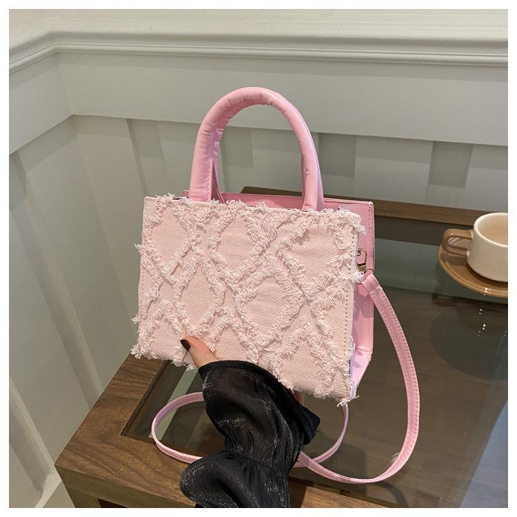 2024 ромбовидный деним лето новый простой модный дорожный большой емкости плечо кроссбоди маленькая квадратная сумка для женщин