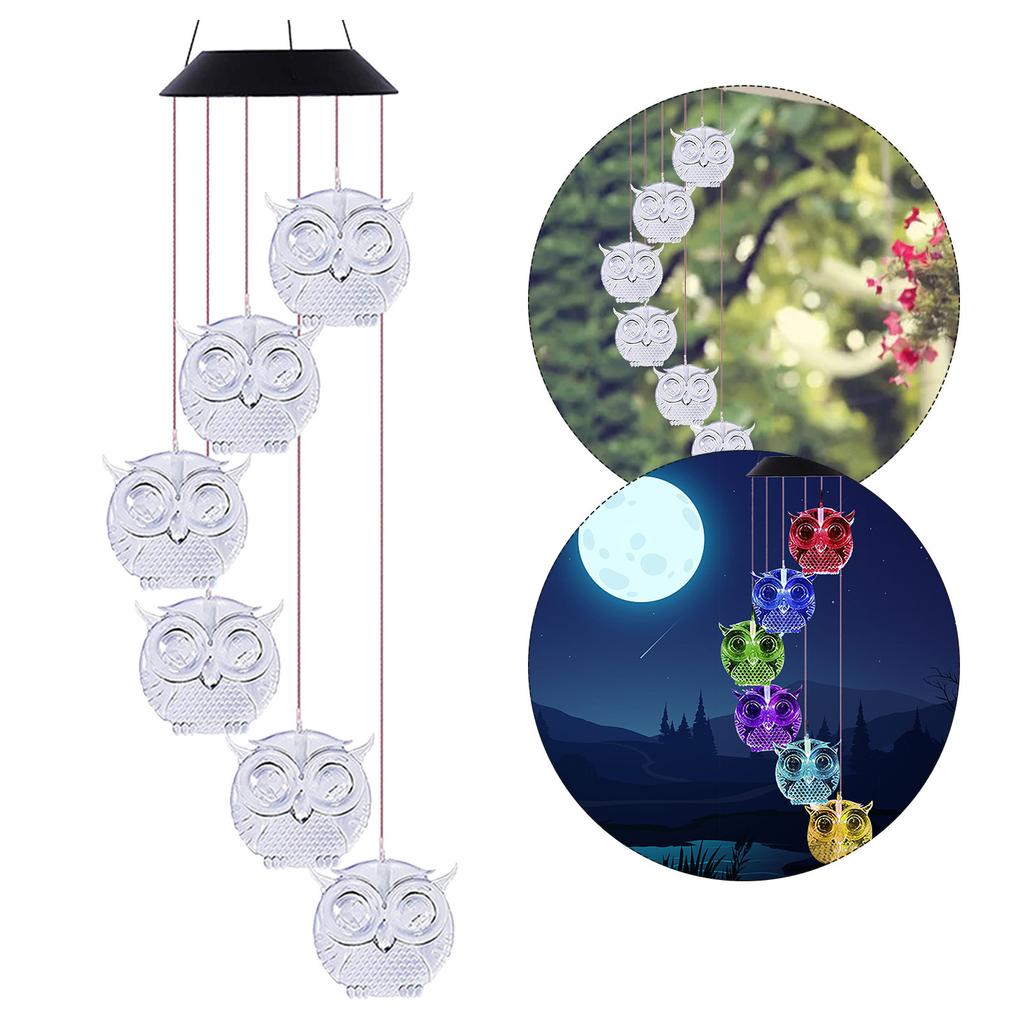 New Solar Owl Wind Chime Home Garden Outdoor Decoration  Light