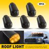 5PCS Universal Solar Powered Cab Flashing Light Roof Cab Amber Marker Lights