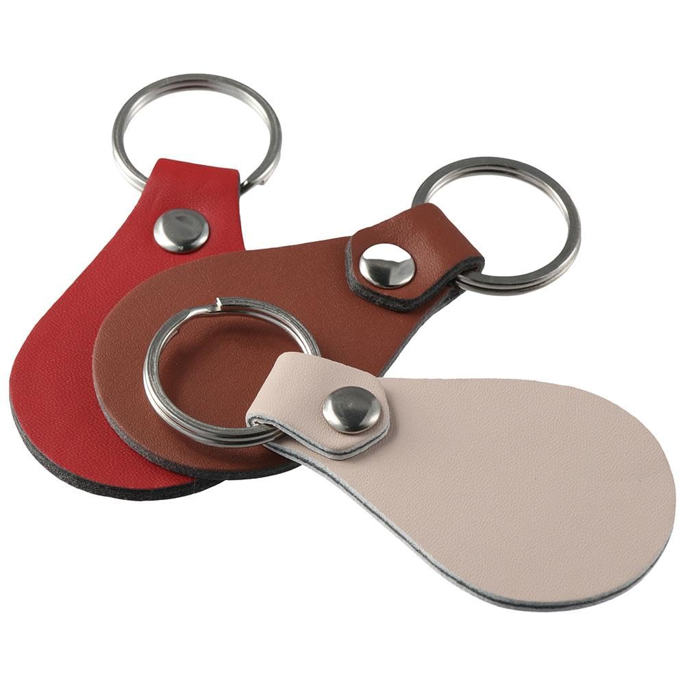 30 шт. кожаных брелоков для ключей, 6 цветов, заготовки для брелоков из ПУ-кожи с кольцами для ключей и для гравировки, заготовки для брелоков для набора для изготовления брелоков, заклепки,
