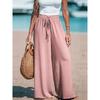 Solid Color Elastic Waistband Tied Pants Pure Color Elastic Waist Tie Pants Female
