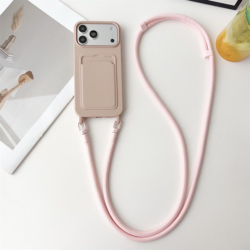 Чехол-ремешок через плечо для телефона iPhone 17 Air 16 15 14 Plus 13 12 11 Pro Max, силиконовый кошелек для карт, защитный от падений