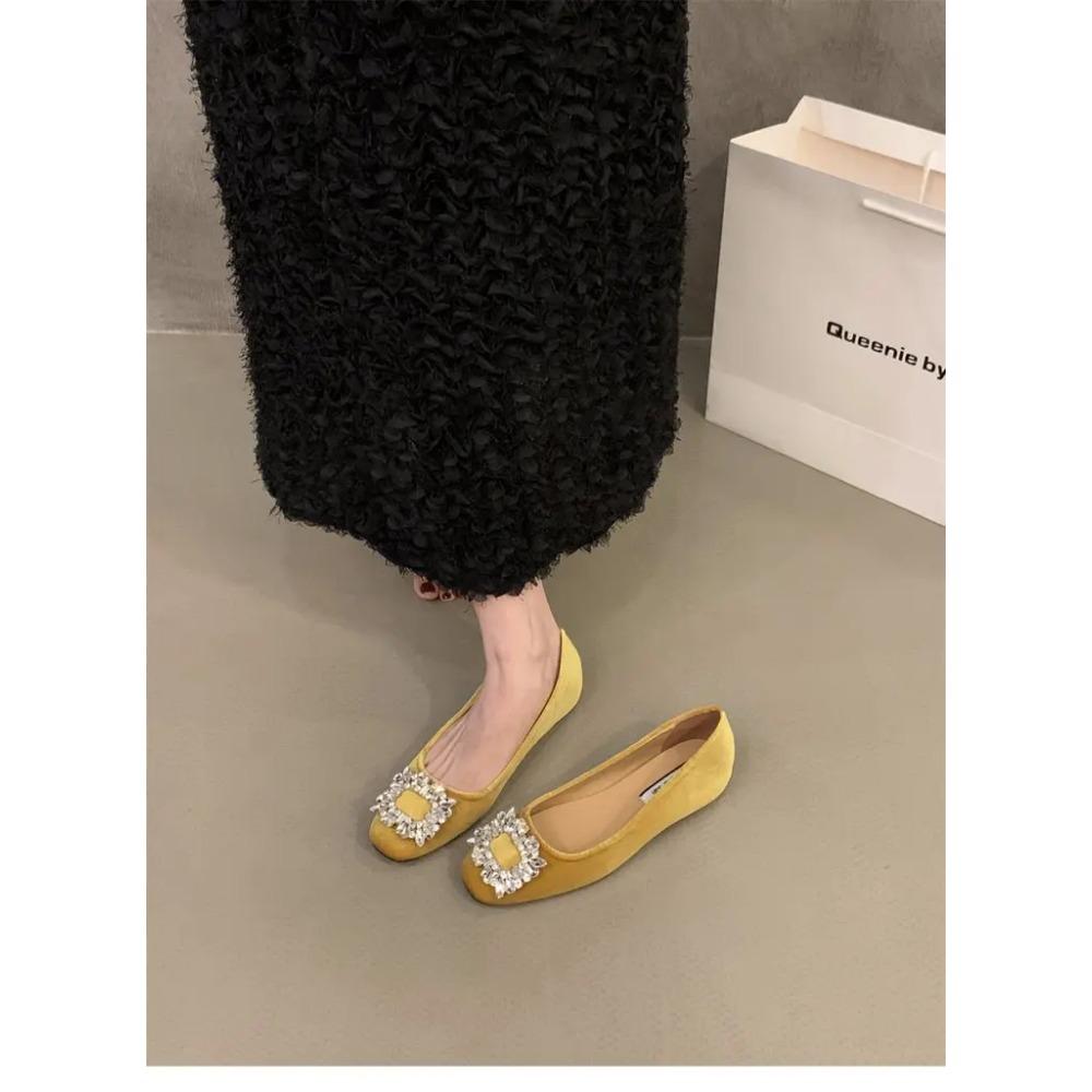 Женские туфли-лодочки с квадратным каблуком и круглым носком, со стразами, большие размеры 35-42, черные, элегантные, офисные туфли для женщин, удобные, без застежек, высота 3,5 см