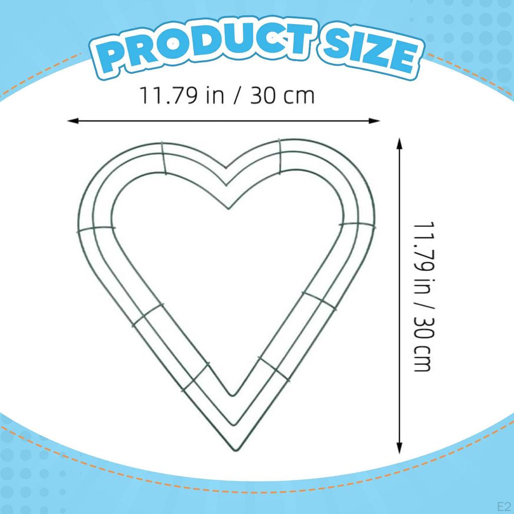 3x Heart Shaped Wreath Frame DIY Crafts Wall Form Floral Hoop for Wedding Anniversary,