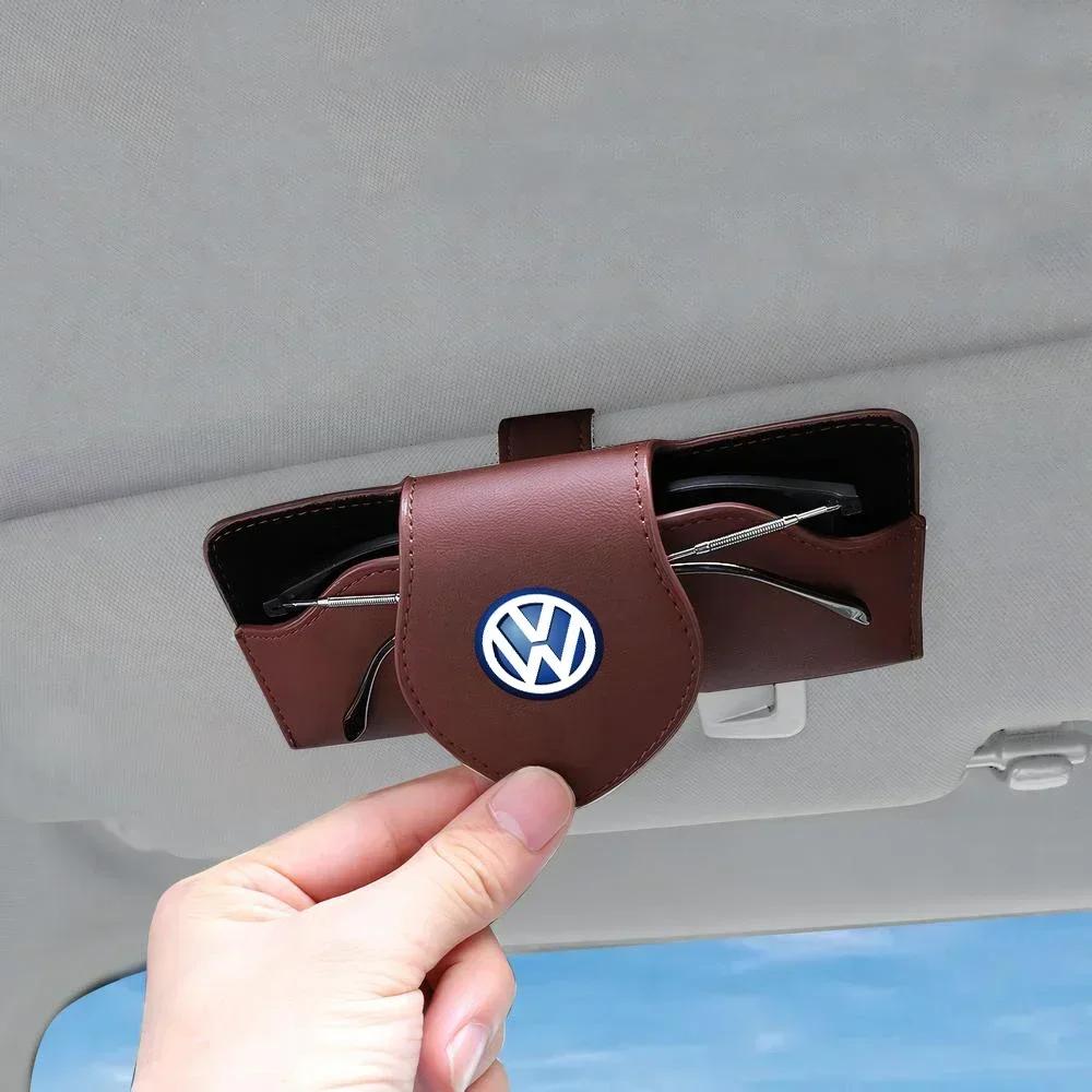 T23-·1pcs New Car Sun Visor Glasses Clip Sunglasses Protect Accessories For VW Volkswagen Golf Polo Passat Touran Jetta