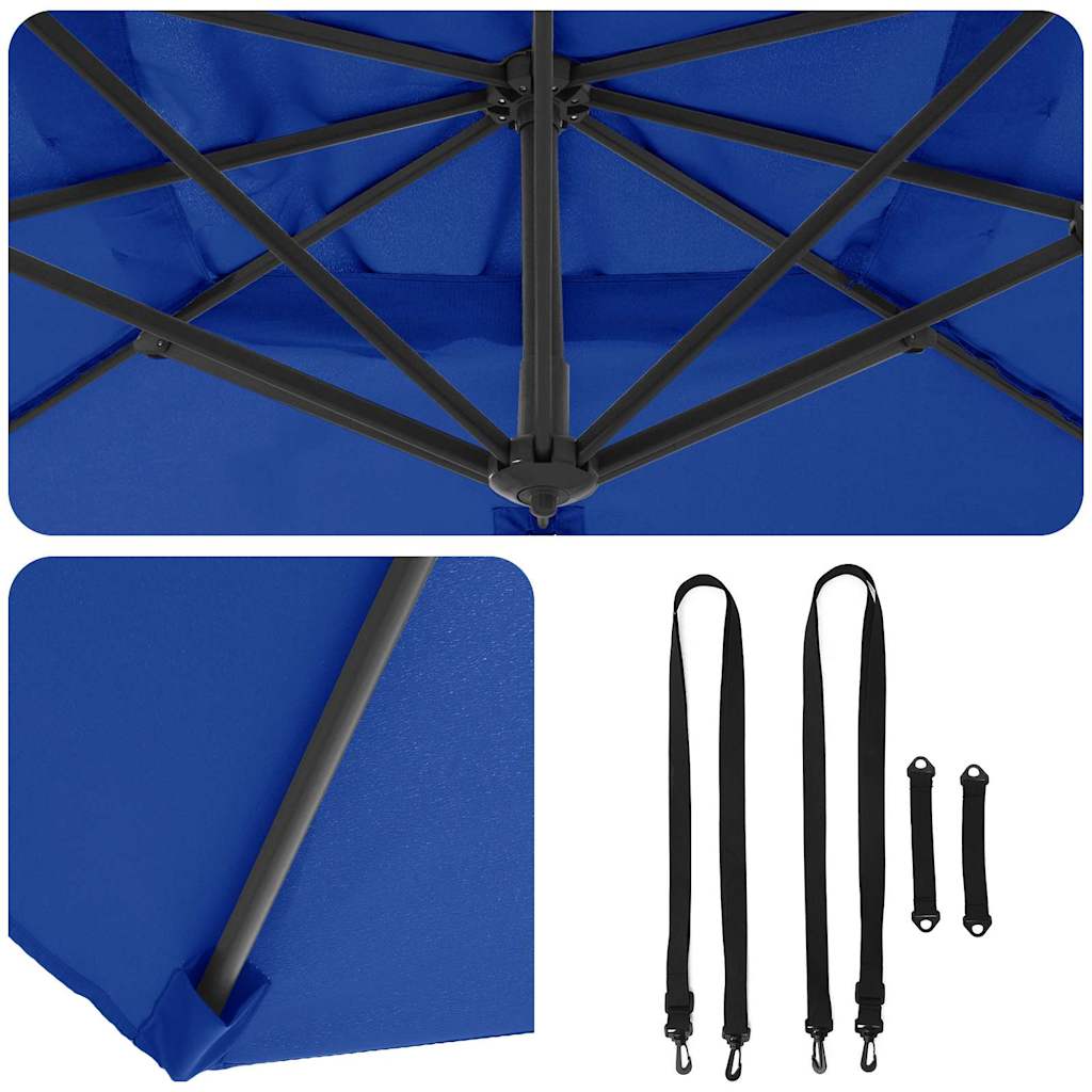Roma Cantilever Umbrella Blue 286 x 284 x 265 cm Aluminium and Polyester