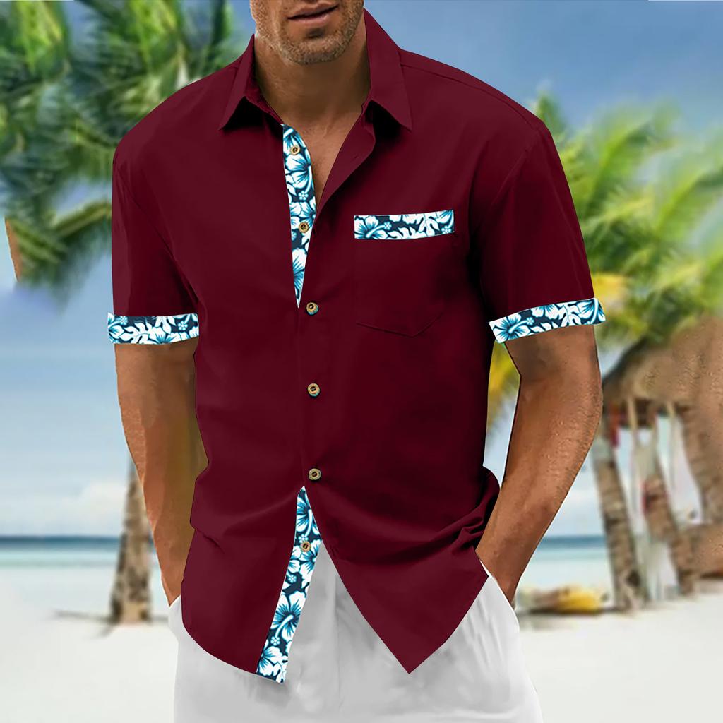 Гавайская рубашка для мужчин, мужские винтажные рубашки для боулинга на пуговицах, летняя пляжная рубашка с коротким рукавом