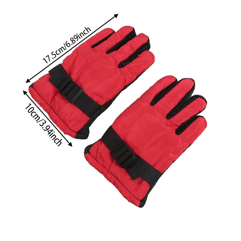 Children's Gloves Winter Warm And Thick Ski Gloves Solid Color Cold Proof And Warm Cycling Gloves With Fleece