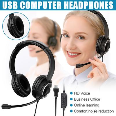 Проводная USB-гарнитура, наушники для колл-центра с микрофоном, шумоподавлением, игровые наушники-вкладыши для компьютера, ПК, ноутбука