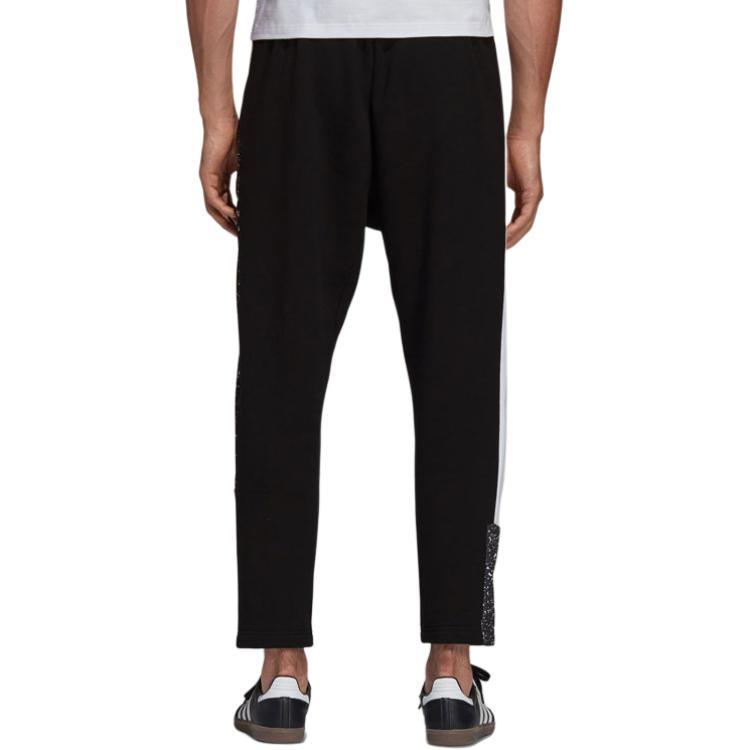 Adidas Originals Logo Print High Waist Straight Leg Knit Sports Pants Men Bottoms Black DX6012