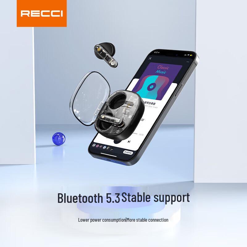 Прозрачные беспроводные наушники-вкладыши Recci REP-W58