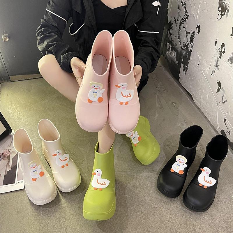 Duck Rain Shoes Women Wear Ashi Brother Mona Cute Non-slip Water Shoes Fashion Ugly Cute Rain Boots Platform Rubber Shoes
