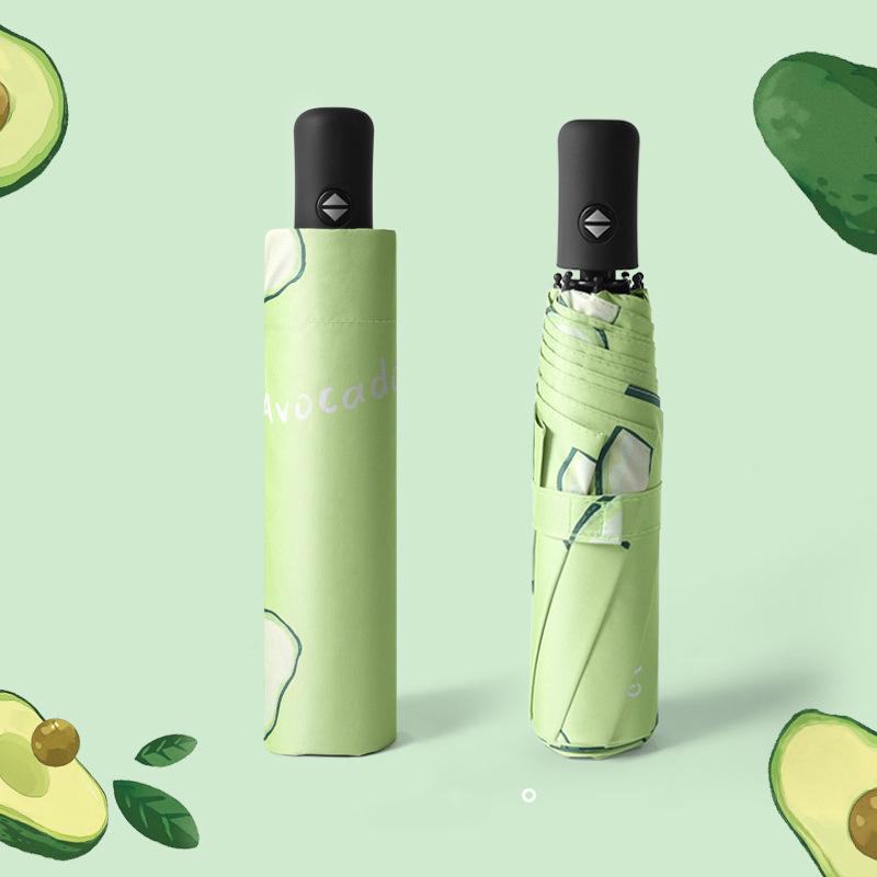 3 Folding Automatic Fruit Printed Umbrella UV Protection Rain Sun Umbrella