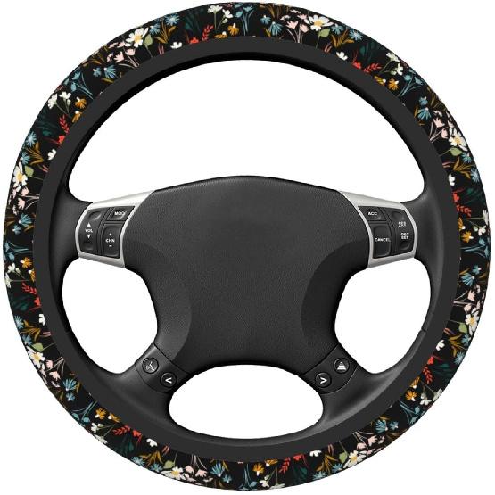 Стильная оплетка на руль с полевыми цветами для мужчин и женщин, универсальные автомобильные аксессуары, 15 дюймов, неопрен, декор салона автомобиля