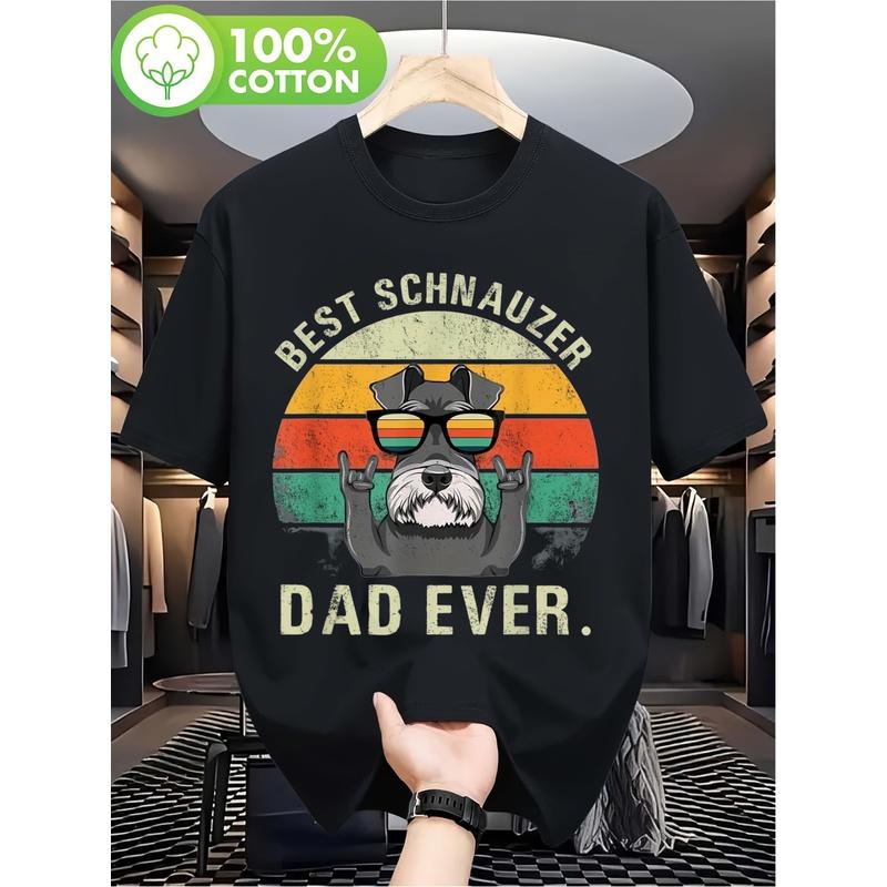 This T-Shirt, Featuring a Vintage Design for The Best Schnauzer Dad, Is a Perfect Father's Day Gift. Made from 100% Pure, It Is Breathable And
