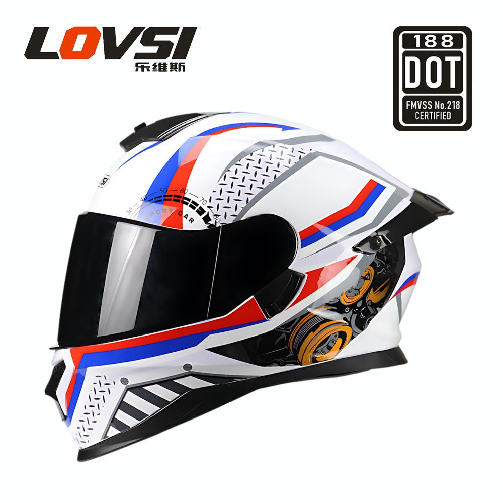 Motorcycle Helmet Men's Helmet Locomotive Full Helmet Men's and Women's Four Seasons Double Lens Helmet Electric Vehicle