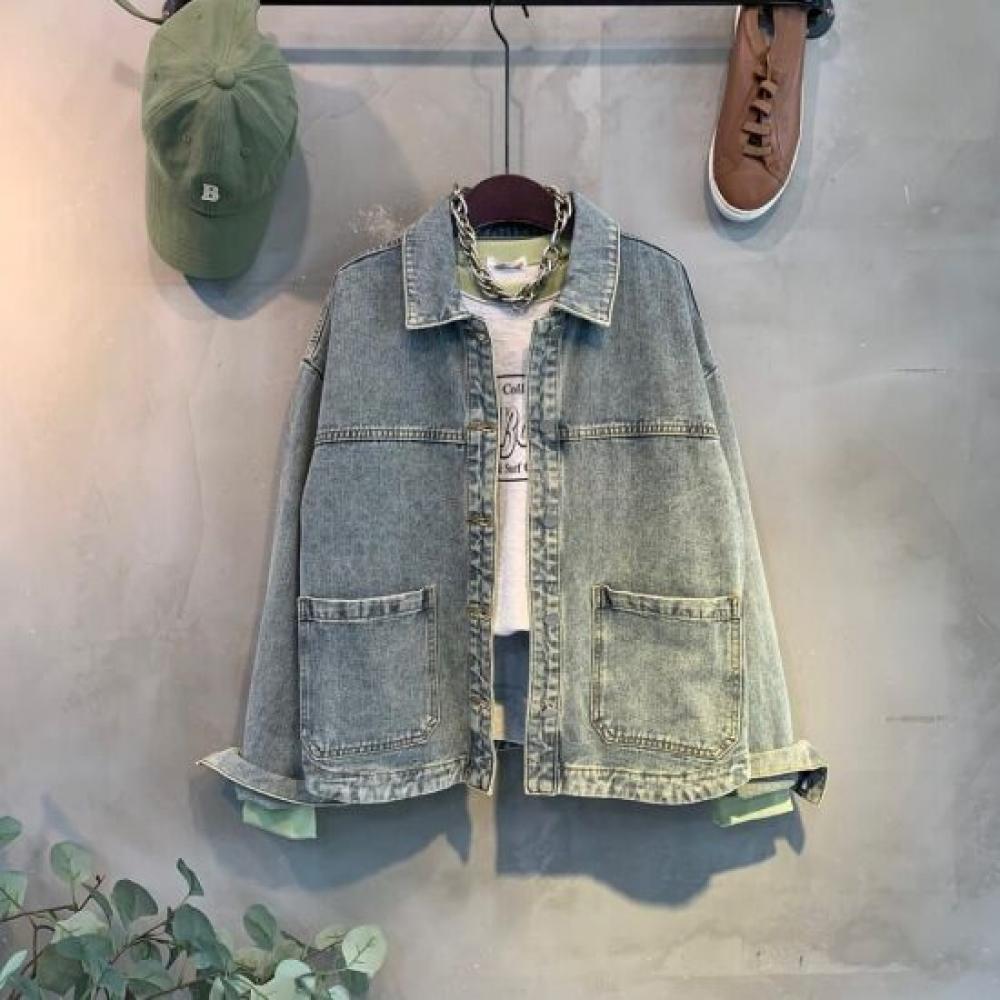 C S In The Room Deja Cut lIne poCket Collar Long Sleeve Denim jaCket 2Color
